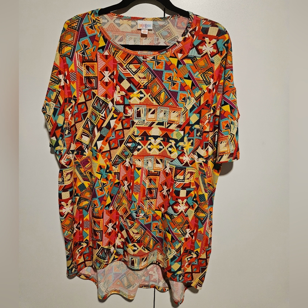 LuLaRoe Irma Multicolor Geometric Blouse